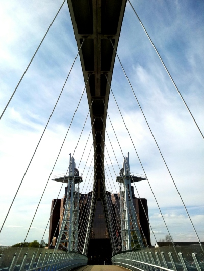 Millennium Bridge in Salford Quays showcasing modern engineering and architectural design